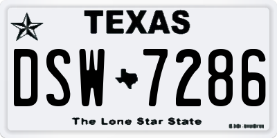 TX license plate DSW7286