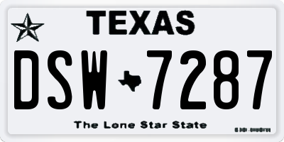 TX license plate DSW7287