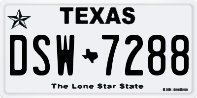TX license plate DSW7288