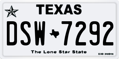 TX license plate DSW7292