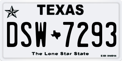 TX license plate DSW7293