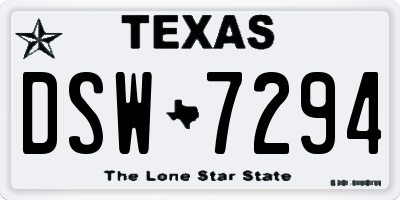 TX license plate DSW7294