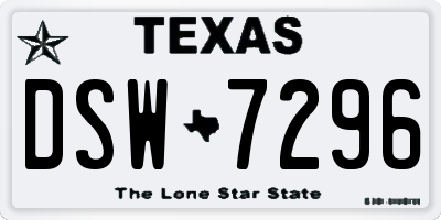 TX license plate DSW7296
