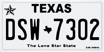 TX license plate DSW7302