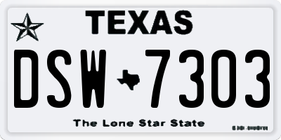 TX license plate DSW7303