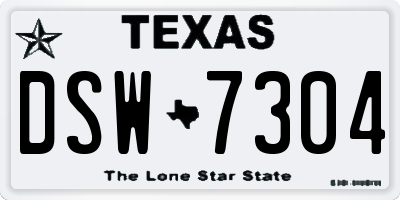 TX license plate DSW7304