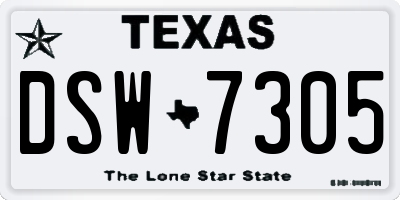 TX license plate DSW7305