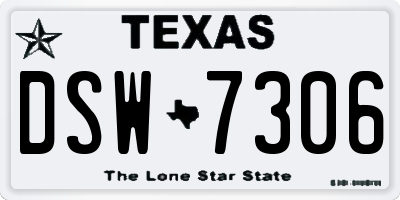 TX license plate DSW7306