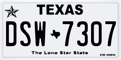 TX license plate DSW7307