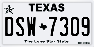 TX license plate DSW7309