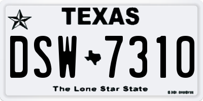 TX license plate DSW7310