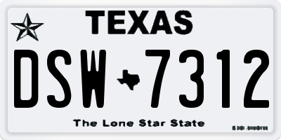 TX license plate DSW7312