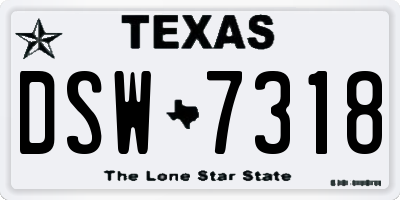 TX license plate DSW7318