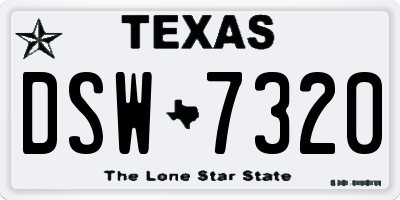 TX license plate DSW7320