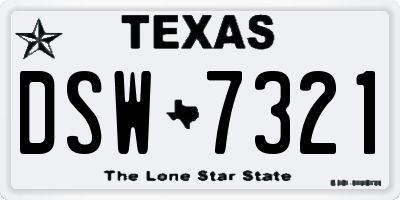 TX license plate DSW7321