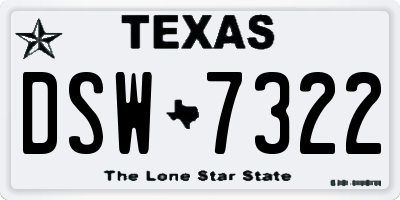 TX license plate DSW7322