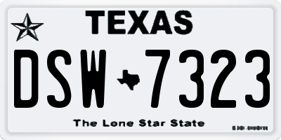 TX license plate DSW7323