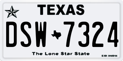 TX license plate DSW7324