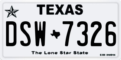 TX license plate DSW7326