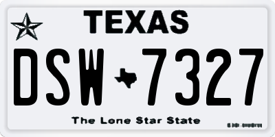 TX license plate DSW7327