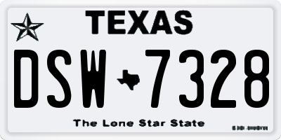 TX license plate DSW7328