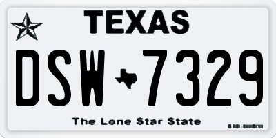 TX license plate DSW7329