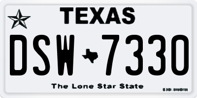 TX license plate DSW7330