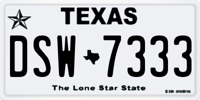 TX license plate DSW7333
