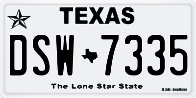 TX license plate DSW7335