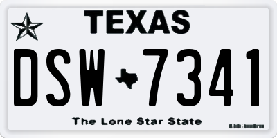 TX license plate DSW7341