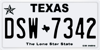 TX license plate DSW7342