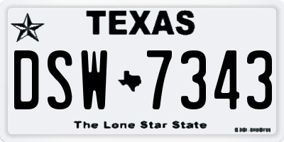 TX license plate DSW7343
