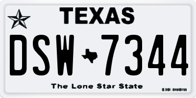 TX license plate DSW7344