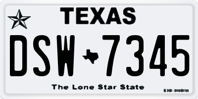 TX license plate DSW7345