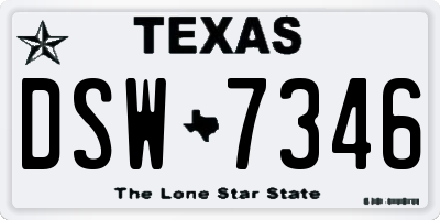 TX license plate DSW7346