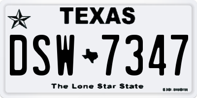 TX license plate DSW7347