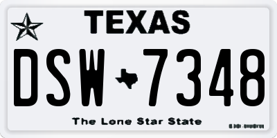 TX license plate DSW7348