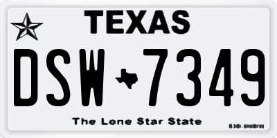 TX license plate DSW7349