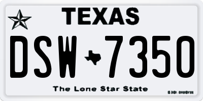 TX license plate DSW7350