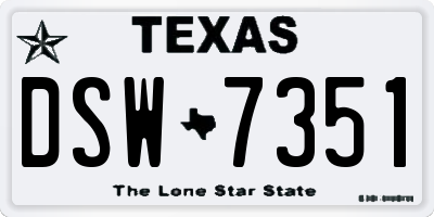 TX license plate DSW7351