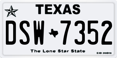 TX license plate DSW7352