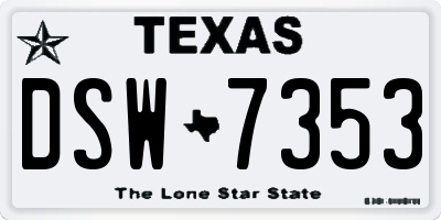 TX license plate DSW7353