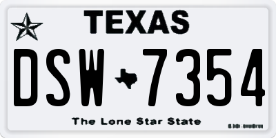 TX license plate DSW7354