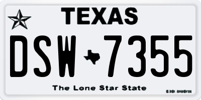 TX license plate DSW7355