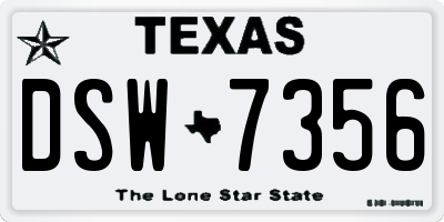TX license plate DSW7356