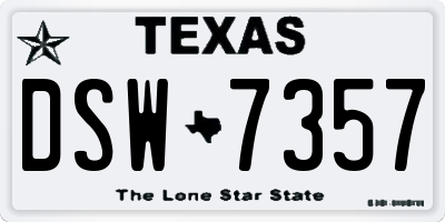 TX license plate DSW7357