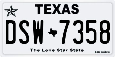 TX license plate DSW7358