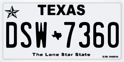 TX license plate DSW7360