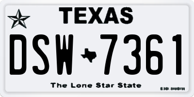 TX license plate DSW7361