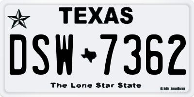 TX license plate DSW7362